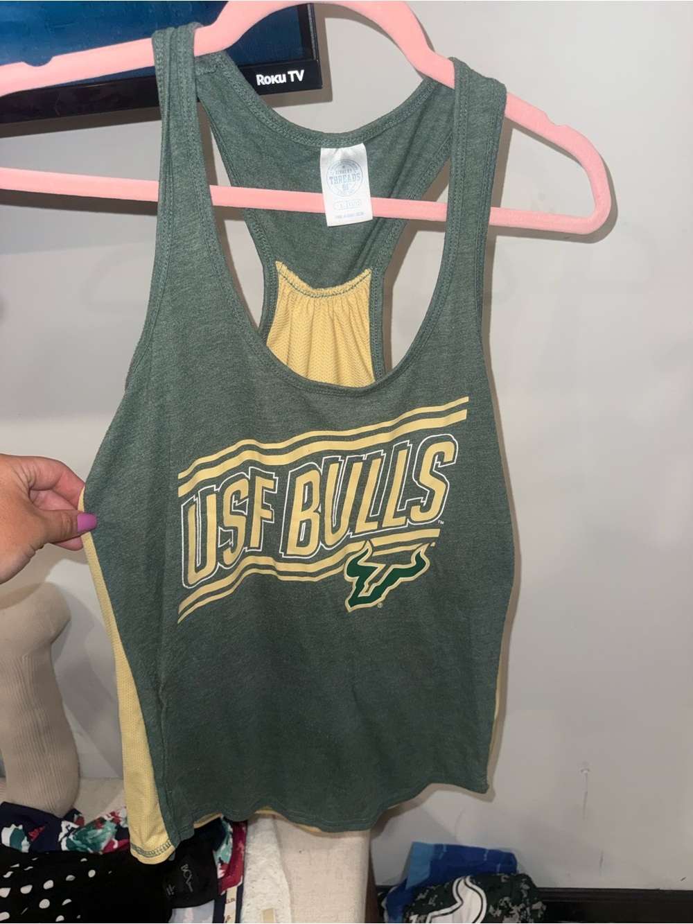 Rivalry Threads Green Tank with Yellow Accent